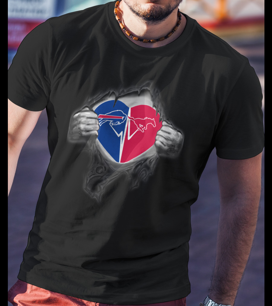 Bills Smu Mustangs Heart T-Shirt
