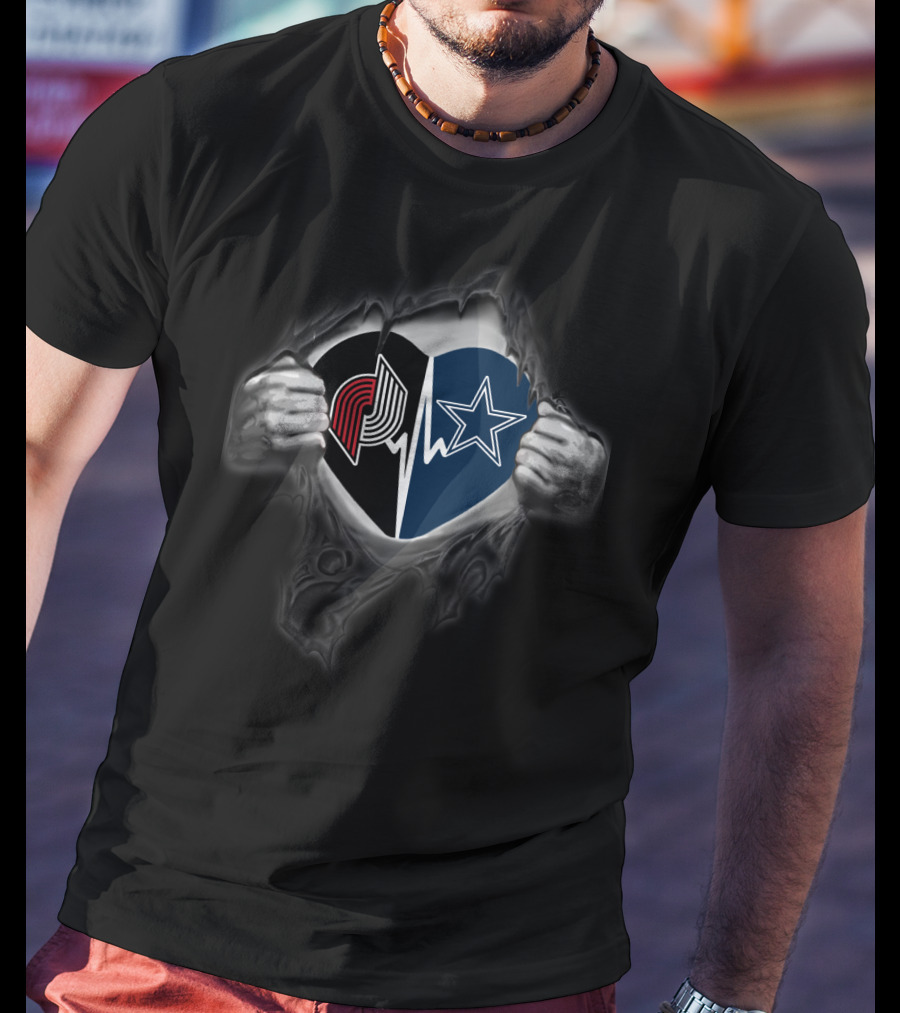 Blazers Cowboys Rip Heartbeat T-Shirt