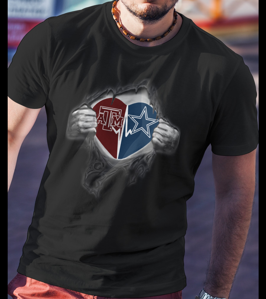 Texas A&M Aggies Cowboys Dual Heart T-Shirt