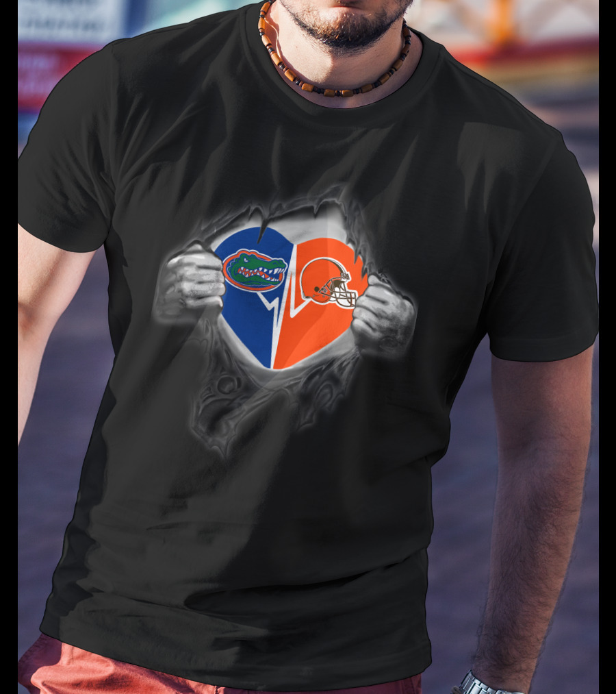 Cleveland Browns Florida Gators Heart Logo Reveal T-Shirt
