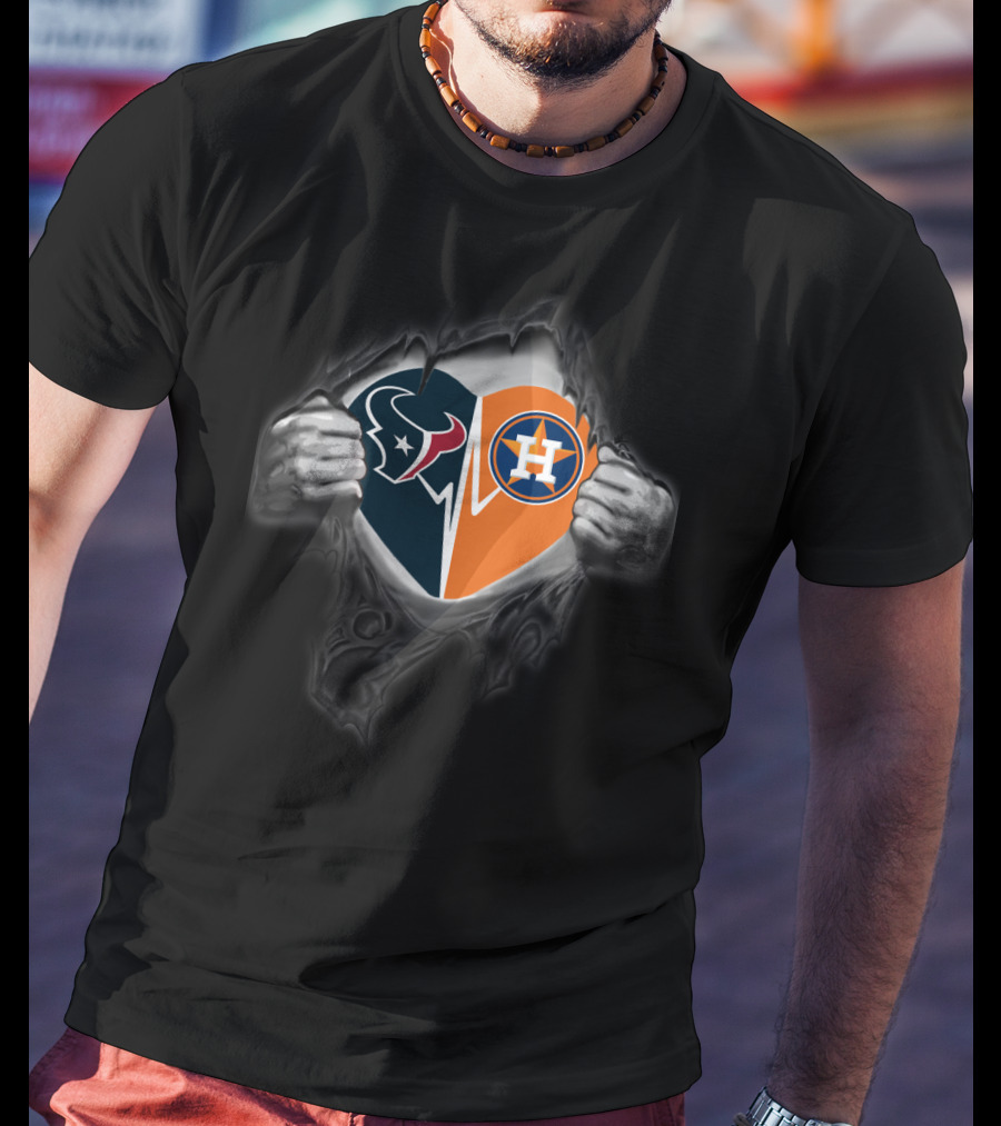 Ripped Heart Texans Astros Fan Loyalty T-Shirt
