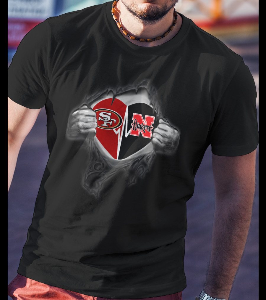 49ers Sf Nebraska Cornhuskers Heart Logo Pullover T-Shirt