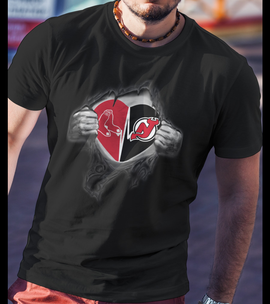 Red Sox New Jersey Devils Heart T-Shirt