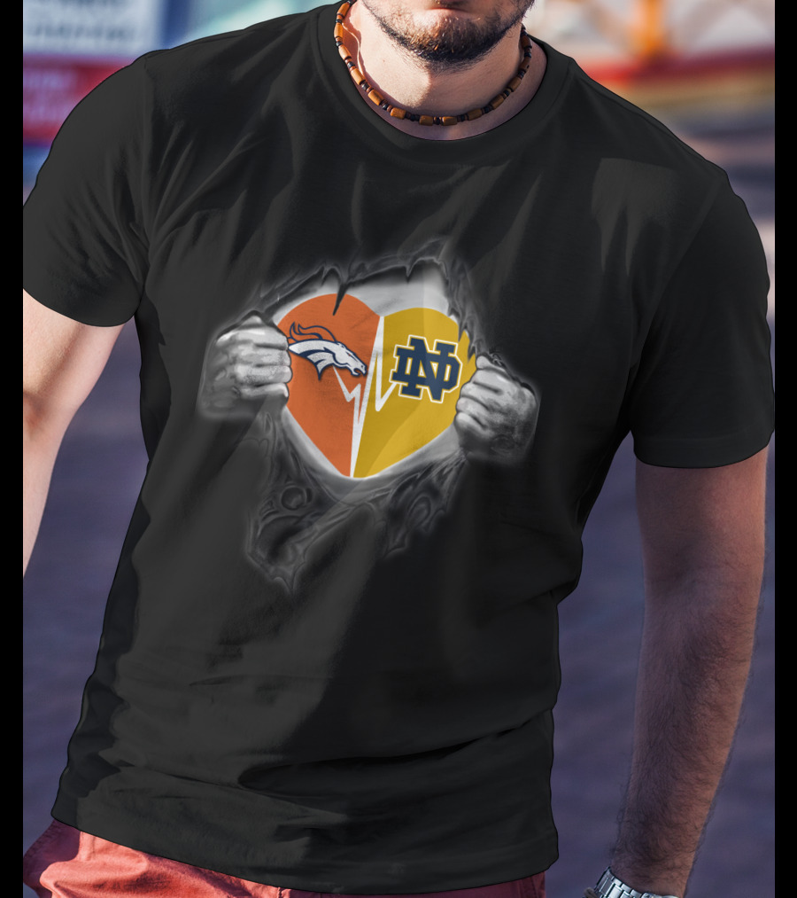 Broncos Notre Dame Heart Logo Fusion T-Shirt