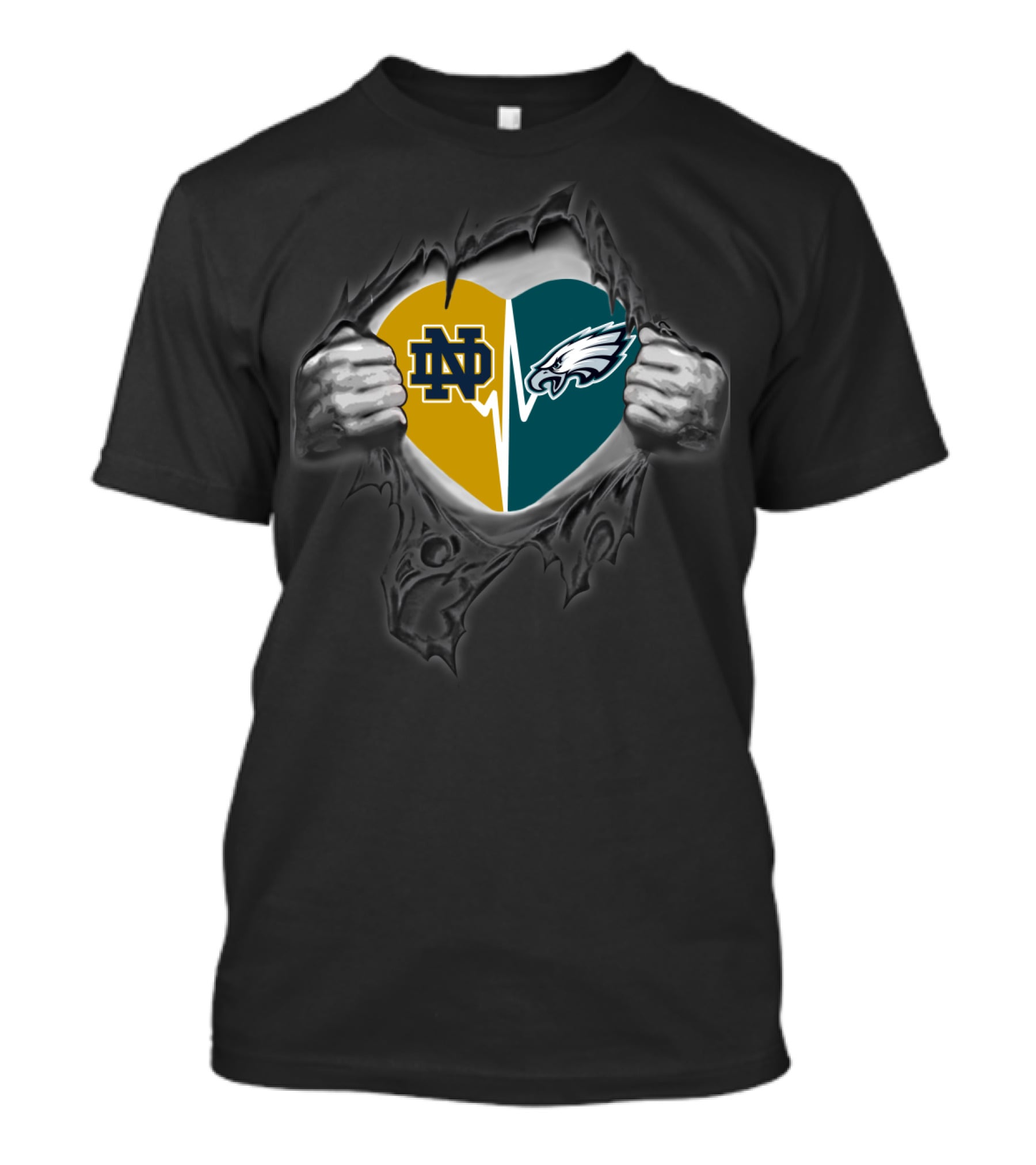 Notré Dame Eagles Heart Torn Pullover T-Shirt