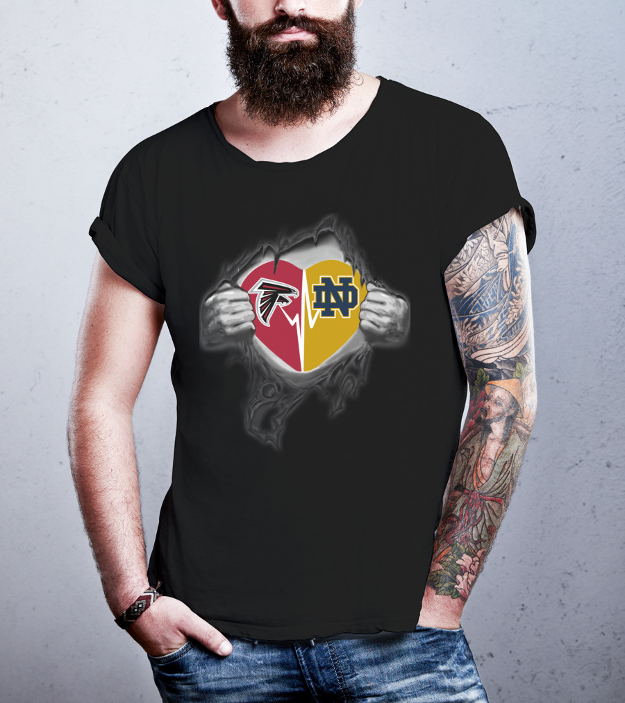 Atlanta Falcons Notre Dame Heart Logo Fusion T-Shirt