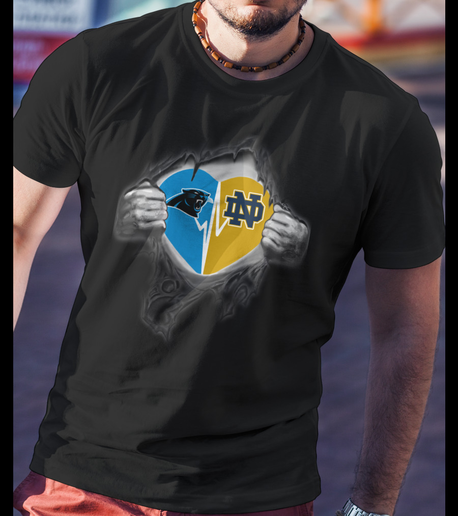 Panthers Nd Heart Inside Steel Rip T-Shirt