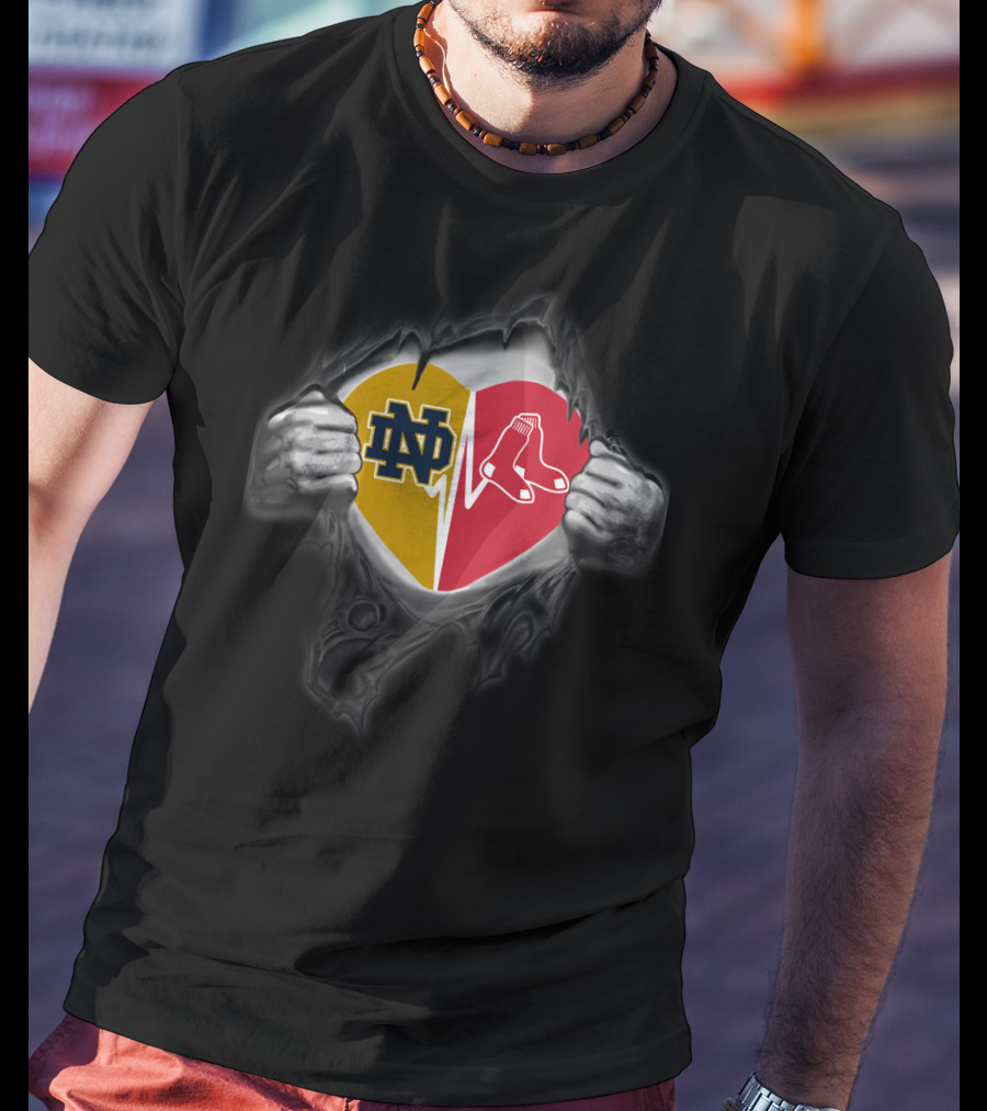 Notre Dame Boston Red Sox Heart T-Shirt