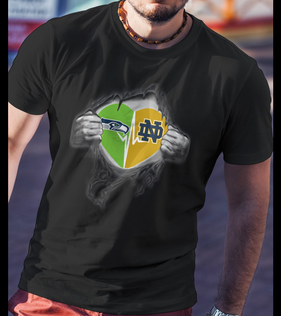 Seahawks Notre Dame Heart Logo Combo T-Shirt