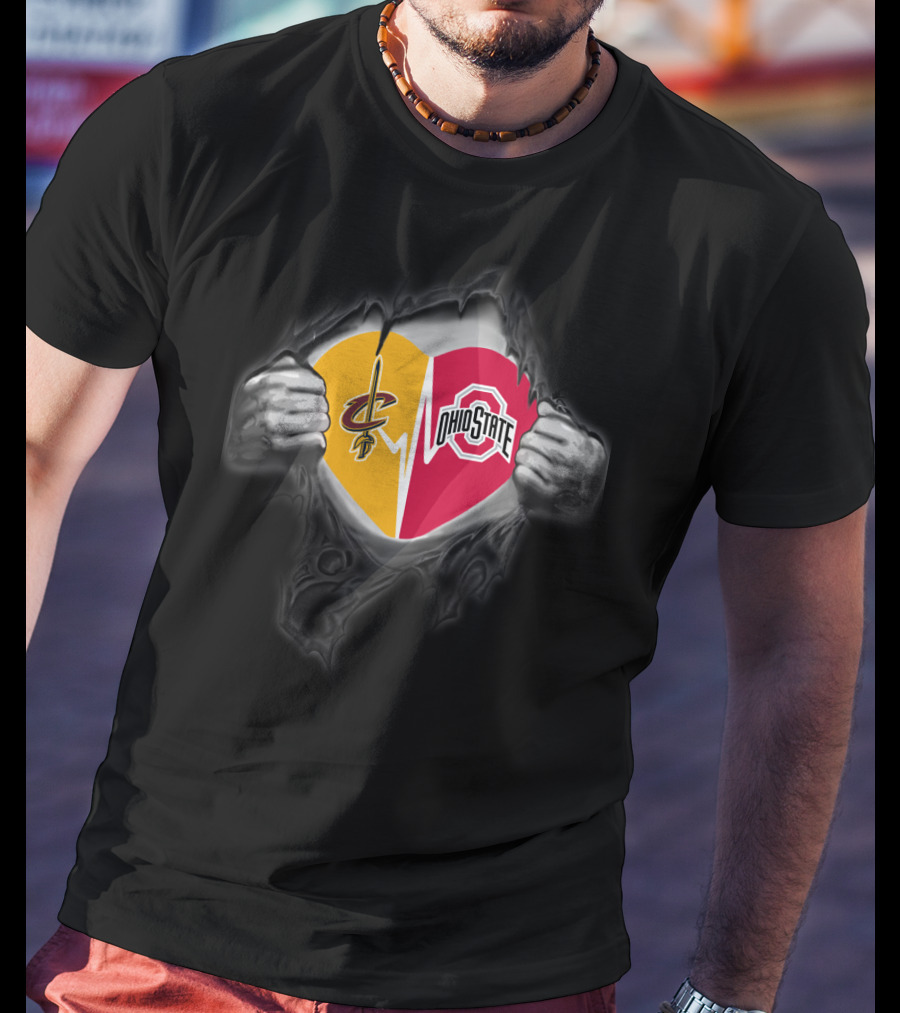 Cleveland Cavaliers Ohio State Buckeyes Heart Symbol T-Shirt