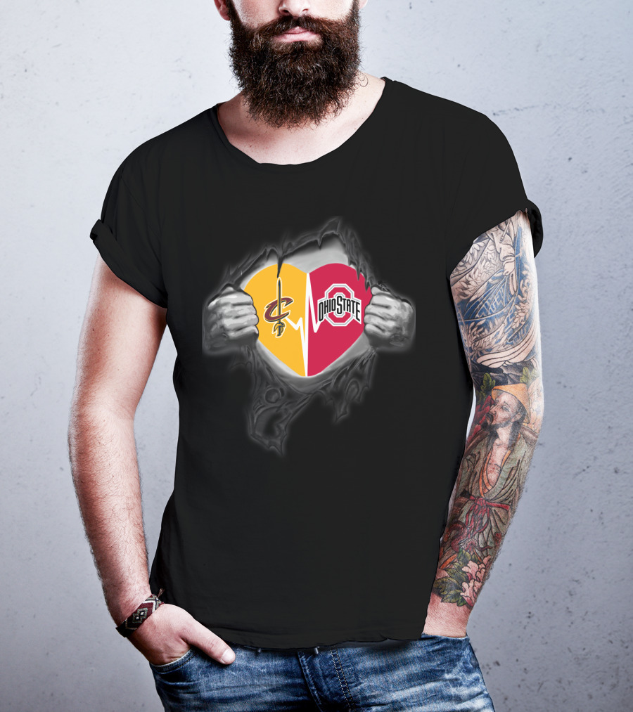 Cleveland Cavaliers Ohio State Buckeyes Heart Symbol T-Shirt