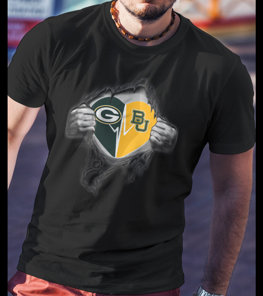 Packers Baylor Bears Heart Dual T-Shirt