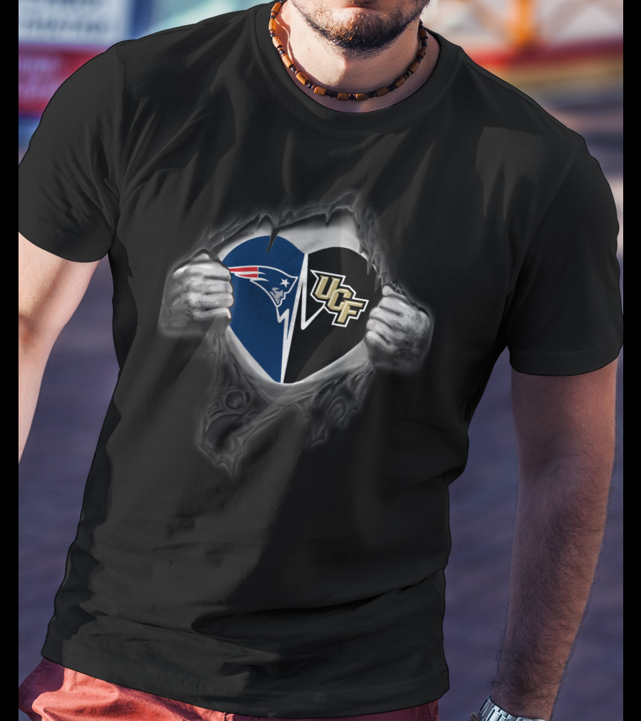New England Patriots Ucf Knights Heart T-Shirt