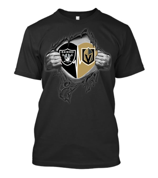 Raiders Vegas Golden Knights Heartbeat Fusion T-Shirt