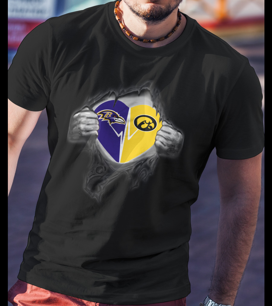 Baltimore Ravens Iowa Hawkeyes Heart T-Shirt