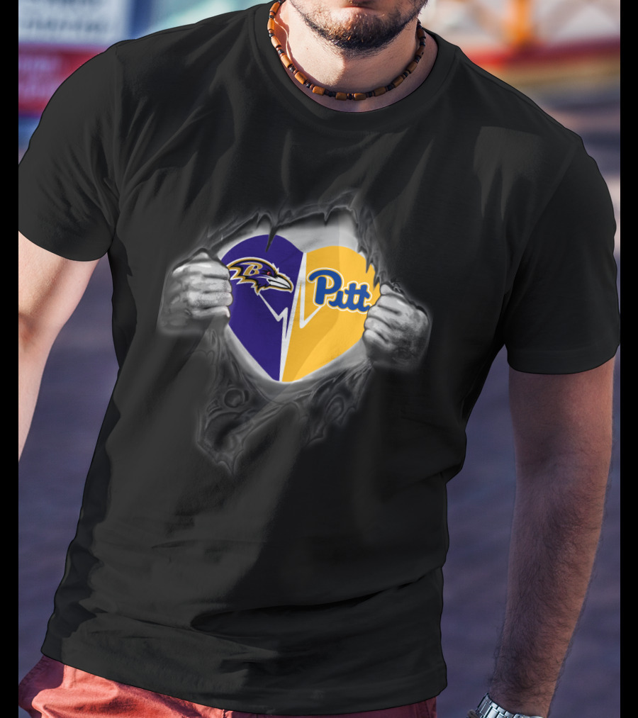 Ravens Heart Pittsburgh Panthers Pitt Split T-Shirt