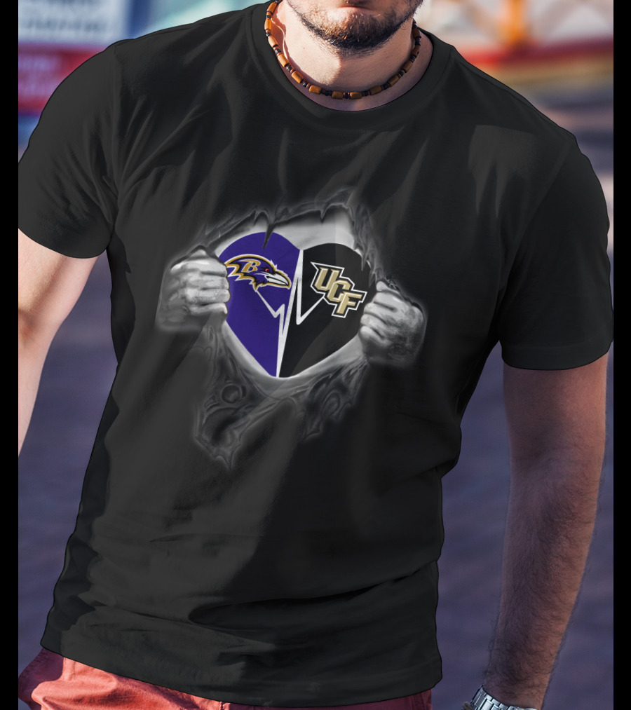 Ravens Ucf Knights Heartbeat Rip Reveal T-Shirt
