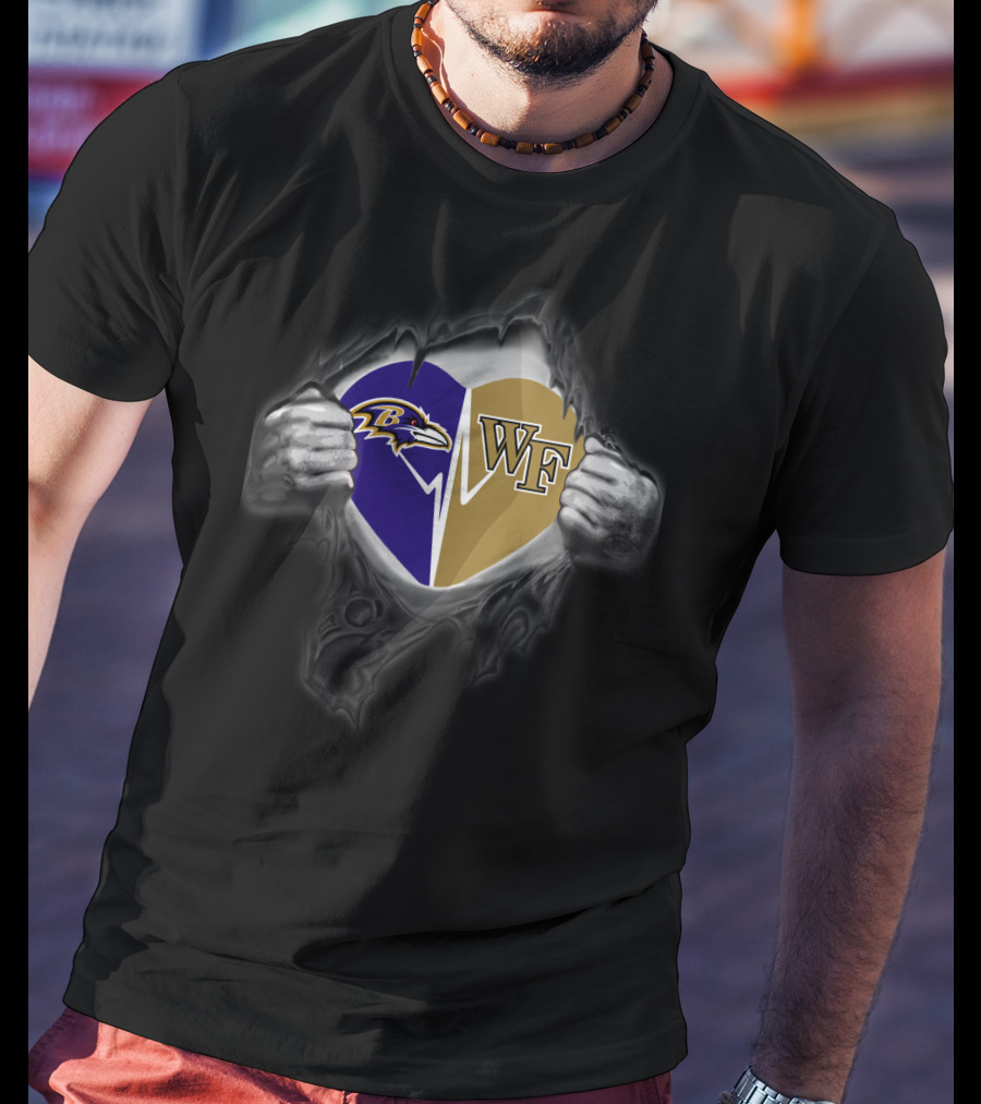 Baltimore Ravens And Wake Forest Heart T-Shirt