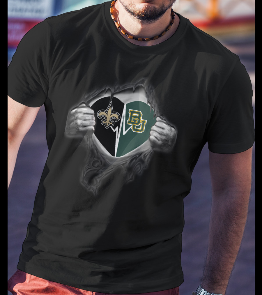Saints Baylor Bears Heart Torn Open T-Shirt