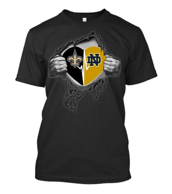 Saints Notre Dame Fighting Irish Heart Design Pullover Hoodie Officially Licensed Gear T-Shirt