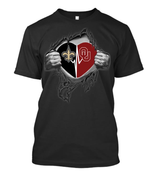 Saints Heart Oklahoma Sooners Logo Fusion T-Shirt
