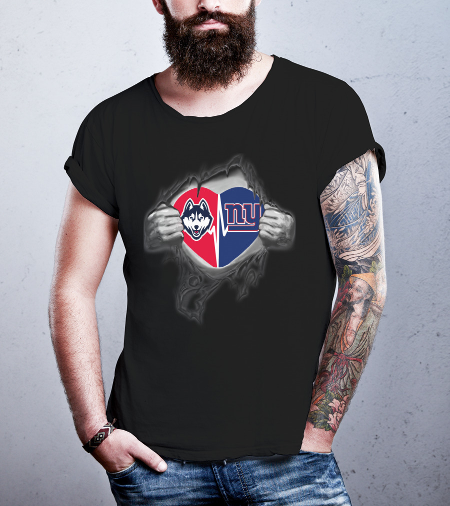 Giants Uconn Huskies Heart Logo Collaboration T-Shirt
