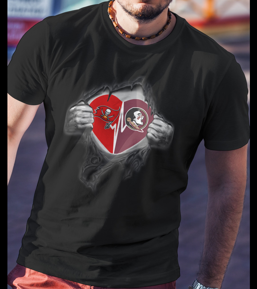 Seminoles Buccaneers Heartbeat Split T-Shirt