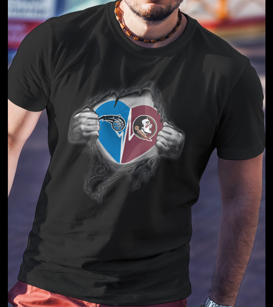 Orlando Magic Seminoles Heart Split T-Shirt