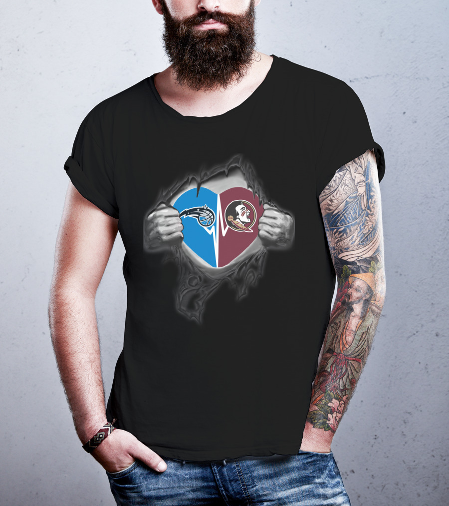 Orlando Magic Seminoles Heart Split T-Shirt