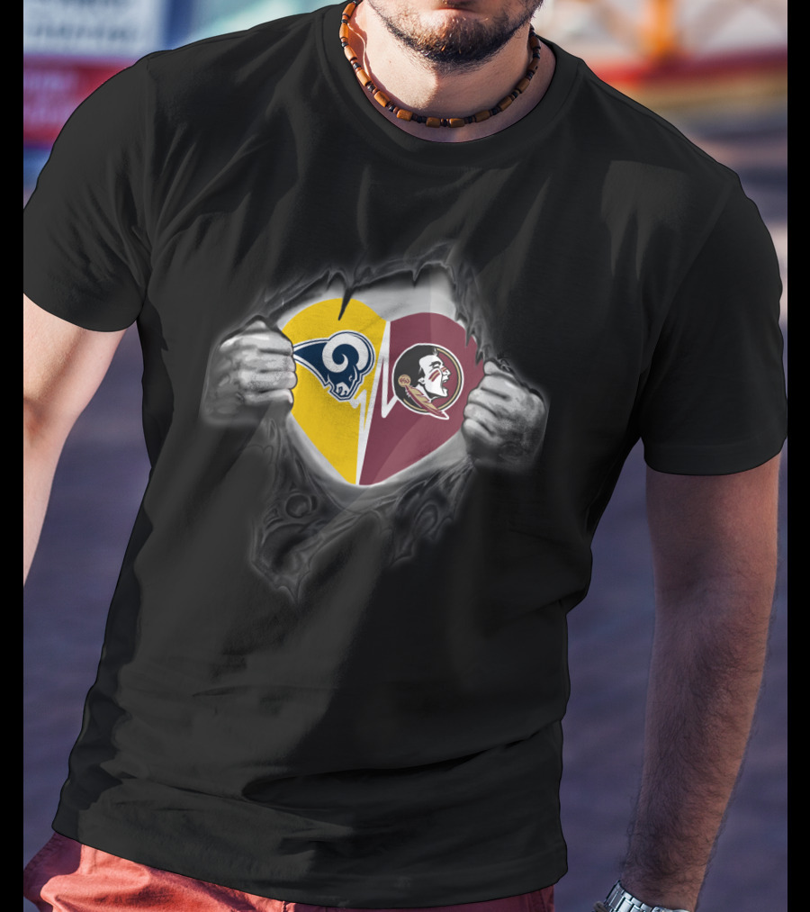 Seminoles Rams Heart Split T-Shirt