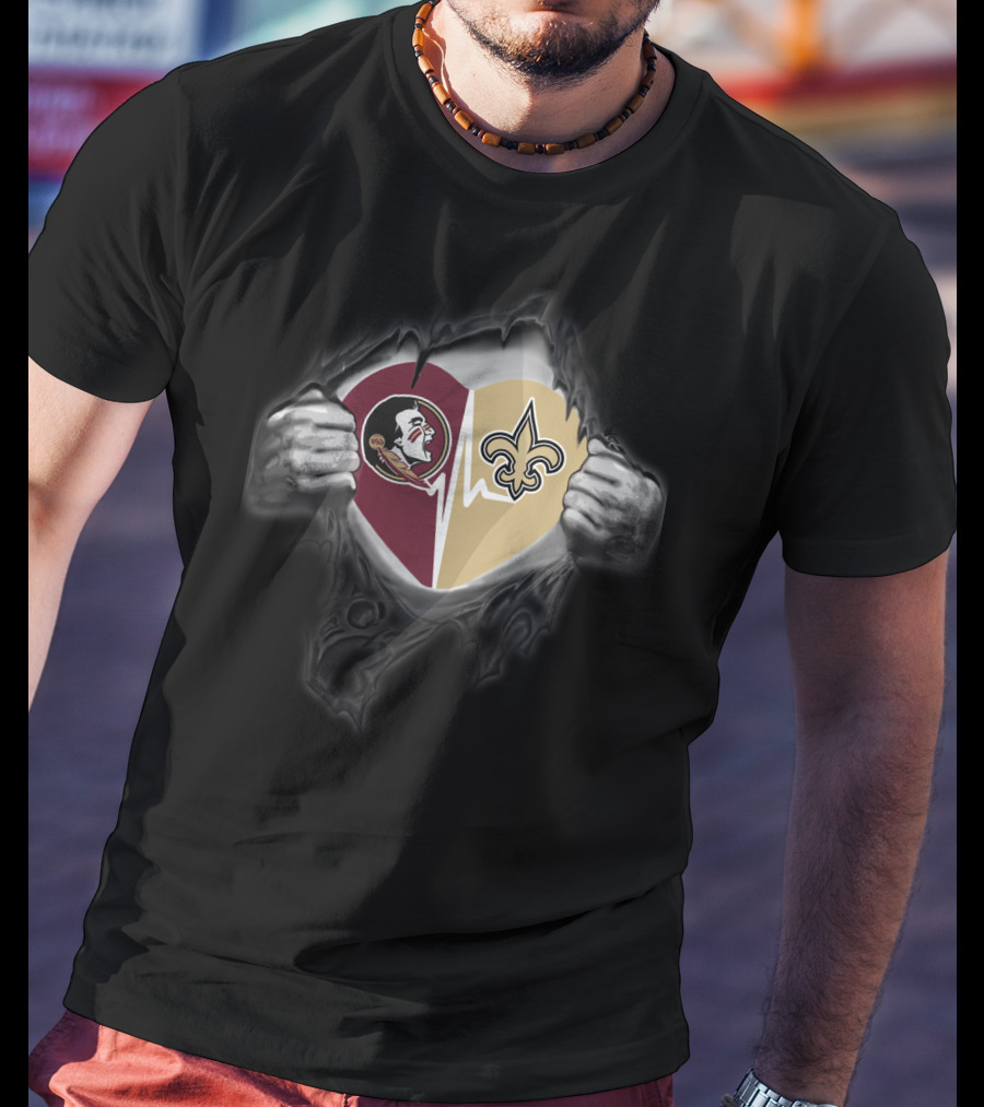 Seminoles And Saints Heart Torn Reveal T-Shirt