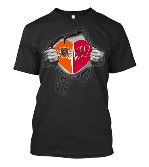 Chicago Bears Wisconsin Badgers Heart T-Shirt