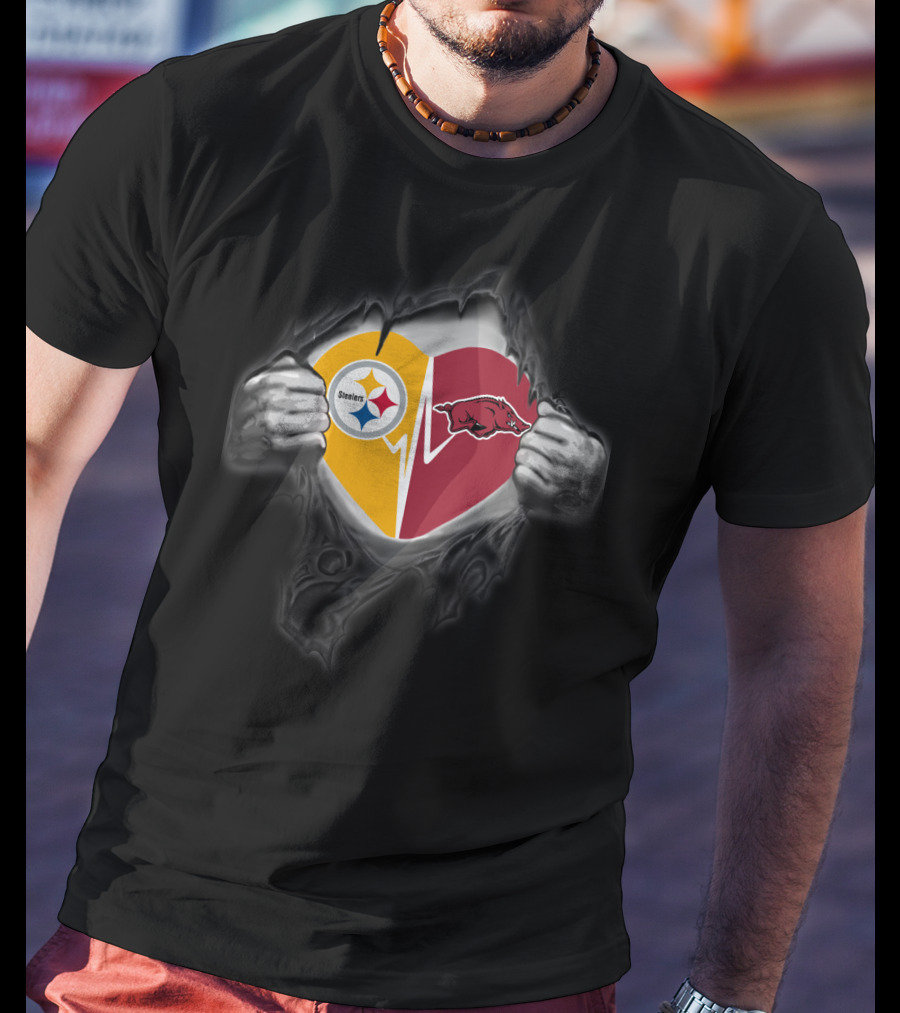 Steelers Heartbeat Arkansas Razorbacks Fusion T-Shirt