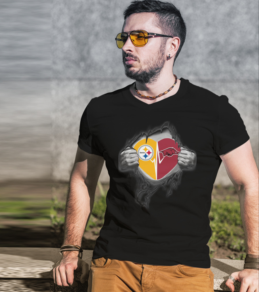 Steelers Heartbeat Arkansas Razorbacks Fusion T-Shirt