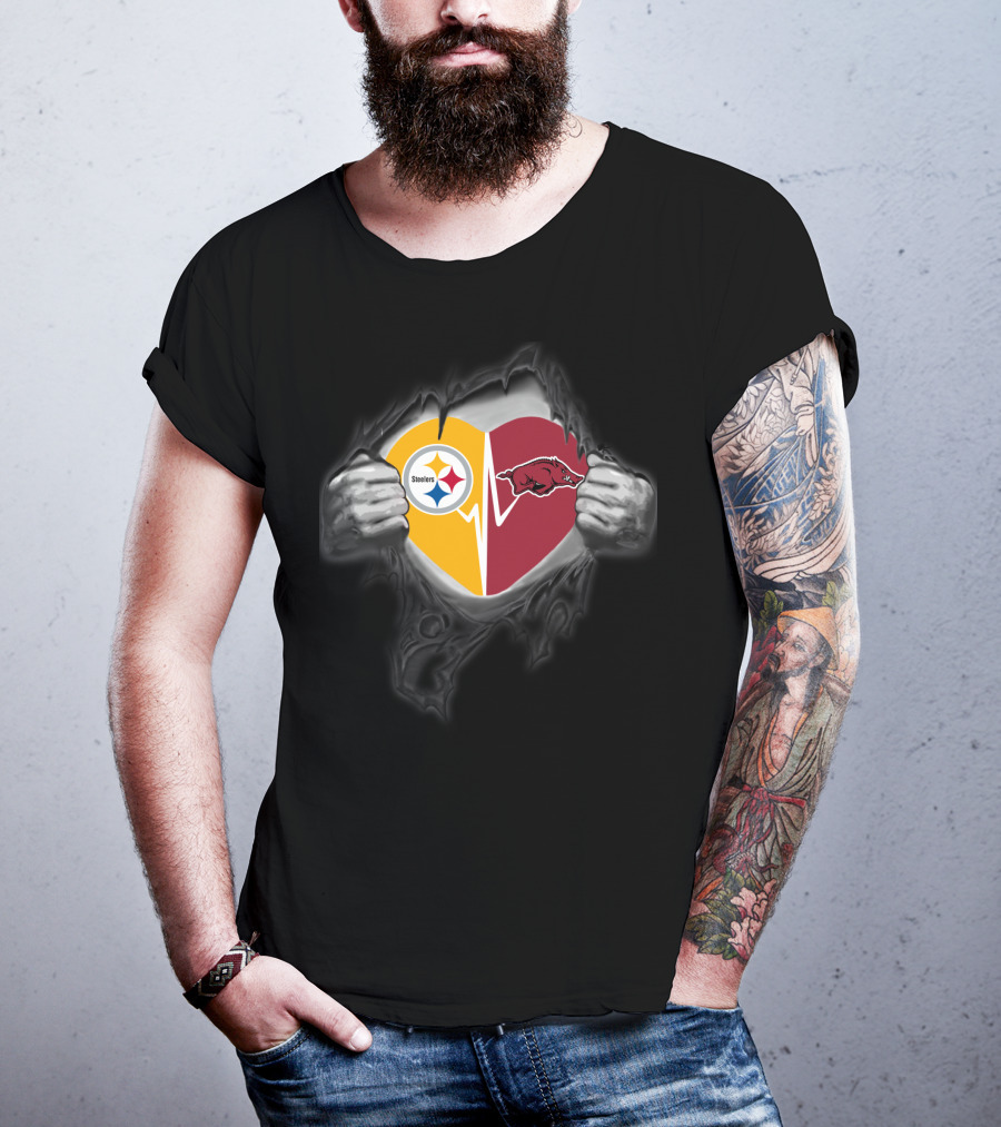Steelers Heartbeat Arkansas Razorbacks Fusion T-Shirt