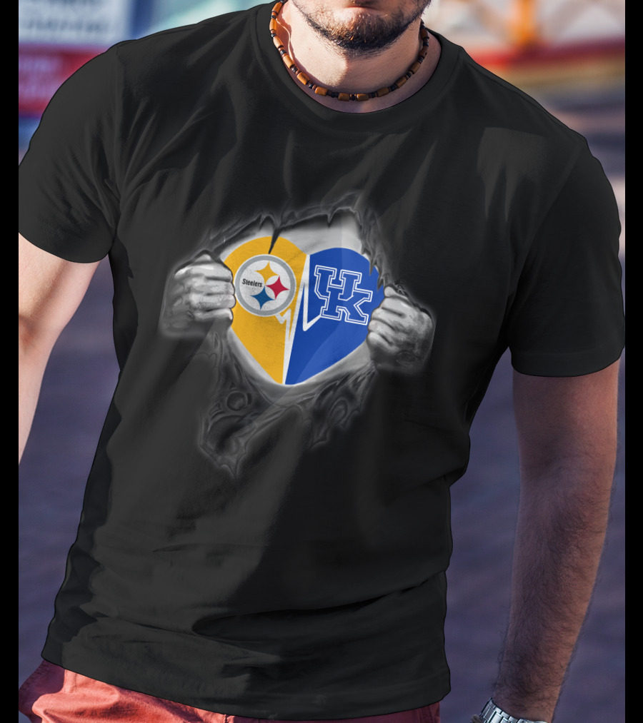 Steelers Heart Kentucky Wildcats Fan Combination T-Shirt