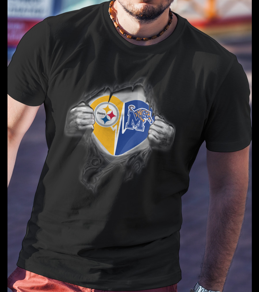 Steelers Heart Memphis Tigers T-Shirt