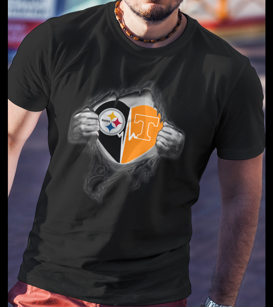 Steelers Tennessee Volunteers Heart Logo Fusion T-Shirt