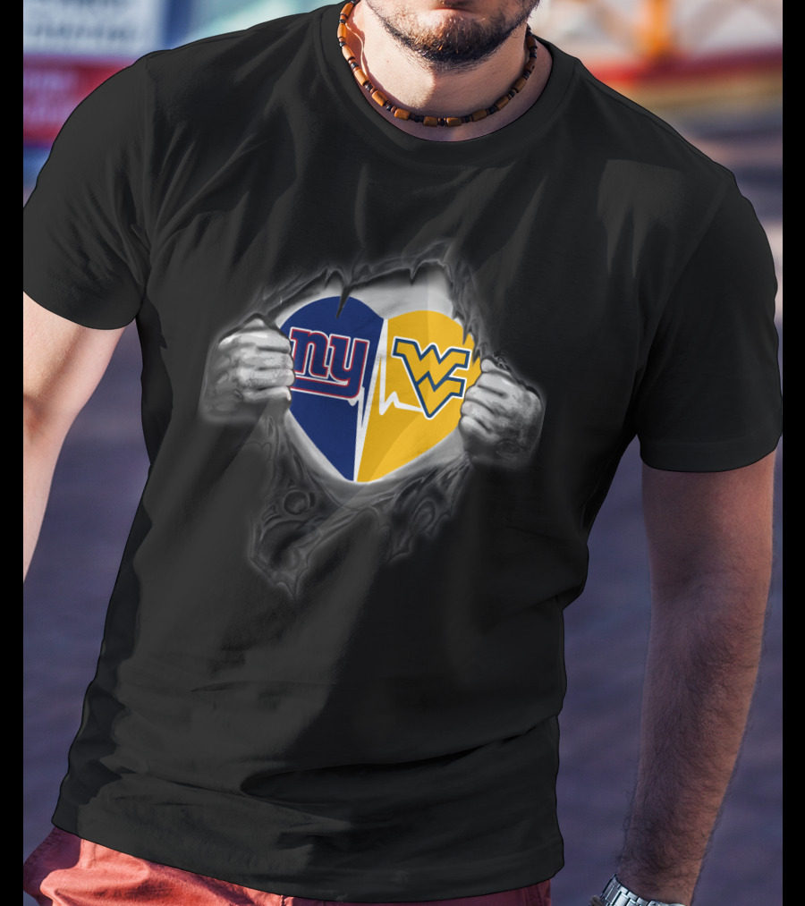 Giants West Virginia Mountaineers Heart T-Shirt
