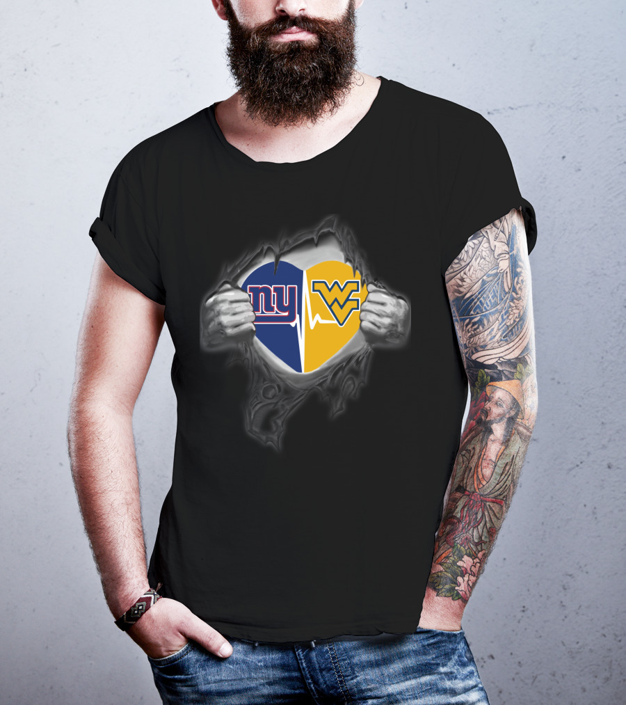 Giants West Virginia Mountaineers Heart T-Shirt