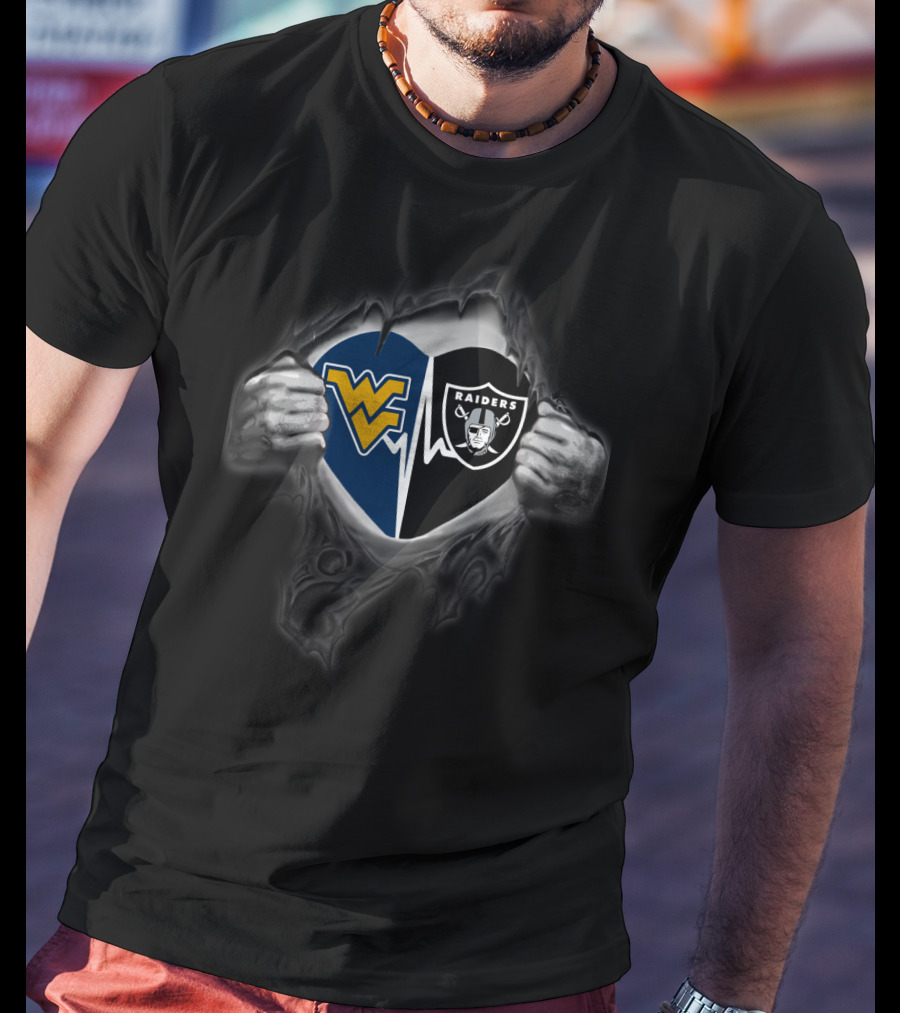 West Virginia Mountaineers Raiders Heart Tear T-Shirt