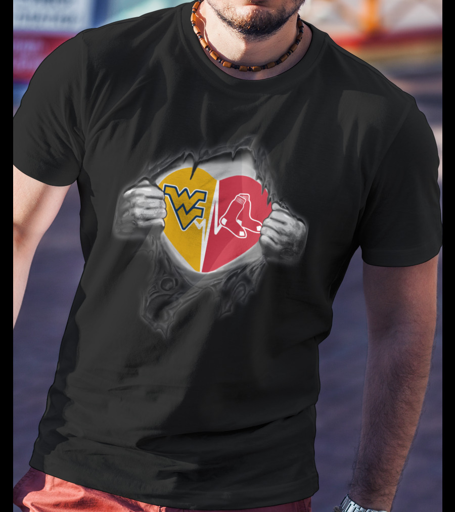 Red Sox Wvu Mountaineers Heart T-Shirt