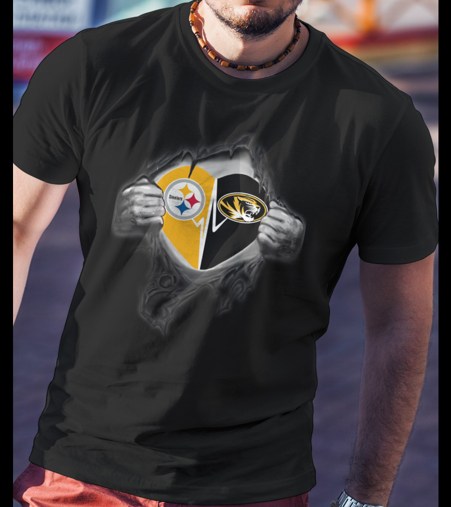 Steelers Heart Missouri Tigers Fan Pride T-Shirt