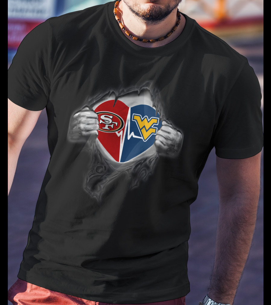 49ers Sf Heartbeat West Virginia Mountaineers Wv T-Shirt