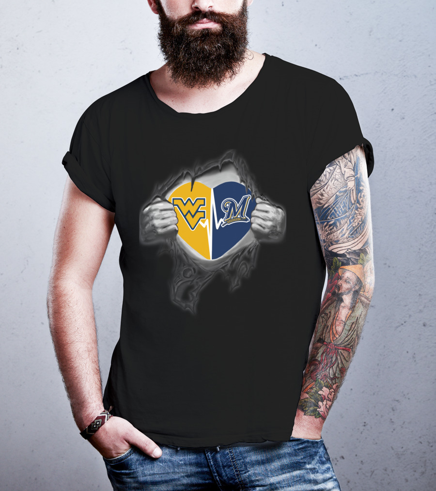 Brewers West Virginia Mountaineers Heart T-Shirt