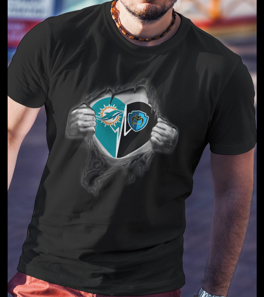 Miami Dolphins Tampa Bay Mutiny Torn Heart T-Shirt