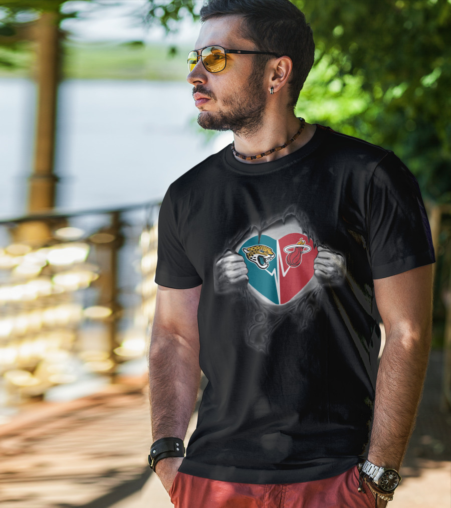 Jaguars Miami Heat Heart T-Shirt