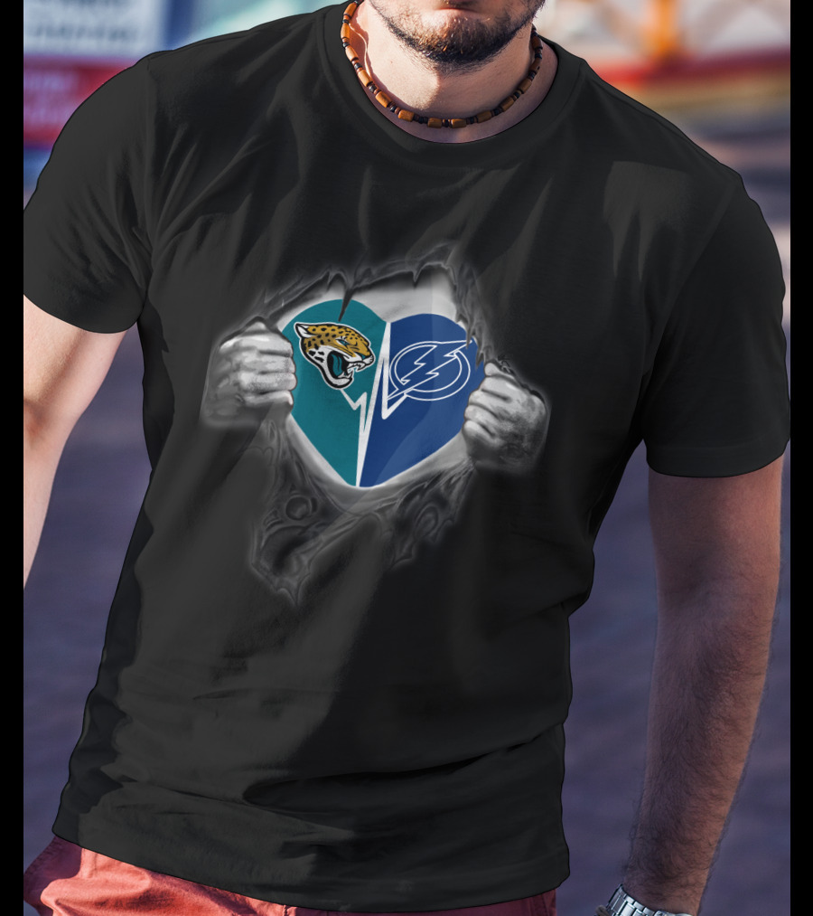 Jaguars Tampa Bay Lightning Heart Logo Peel T-Shirt
