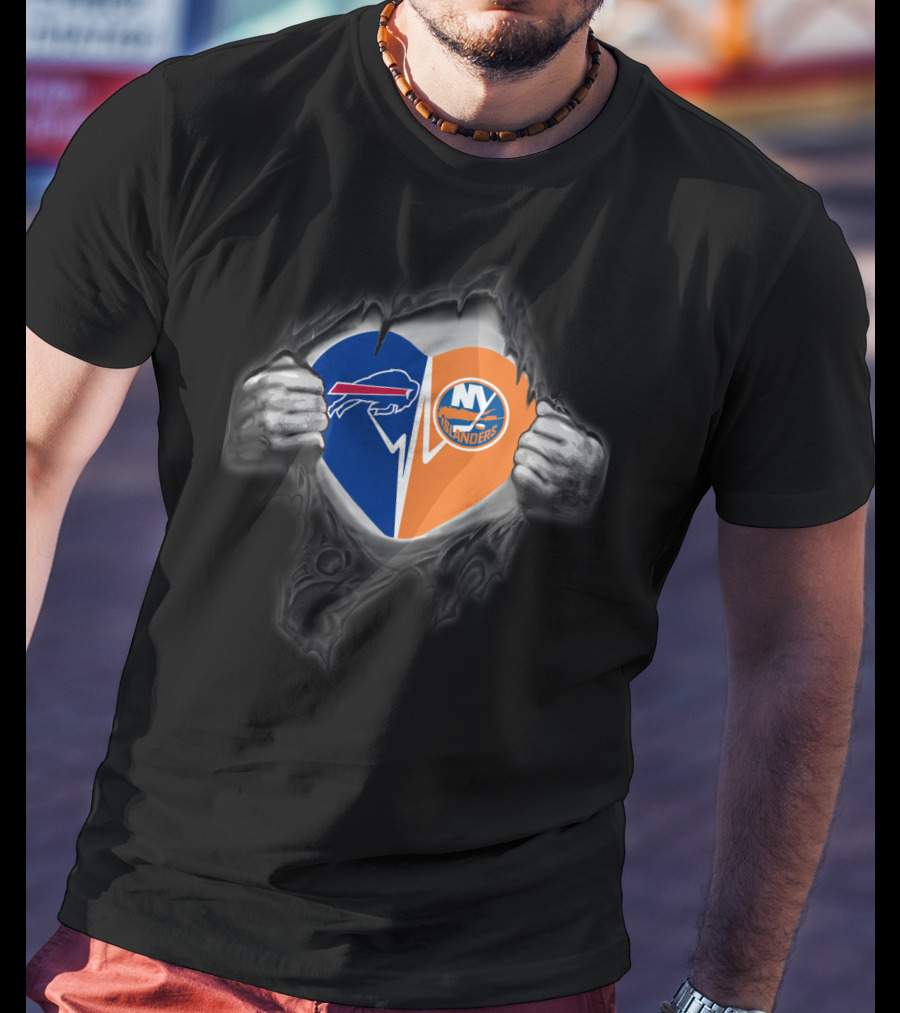 Buffalo Bills Heart Ny Islanders Fan Pride T-Shirt