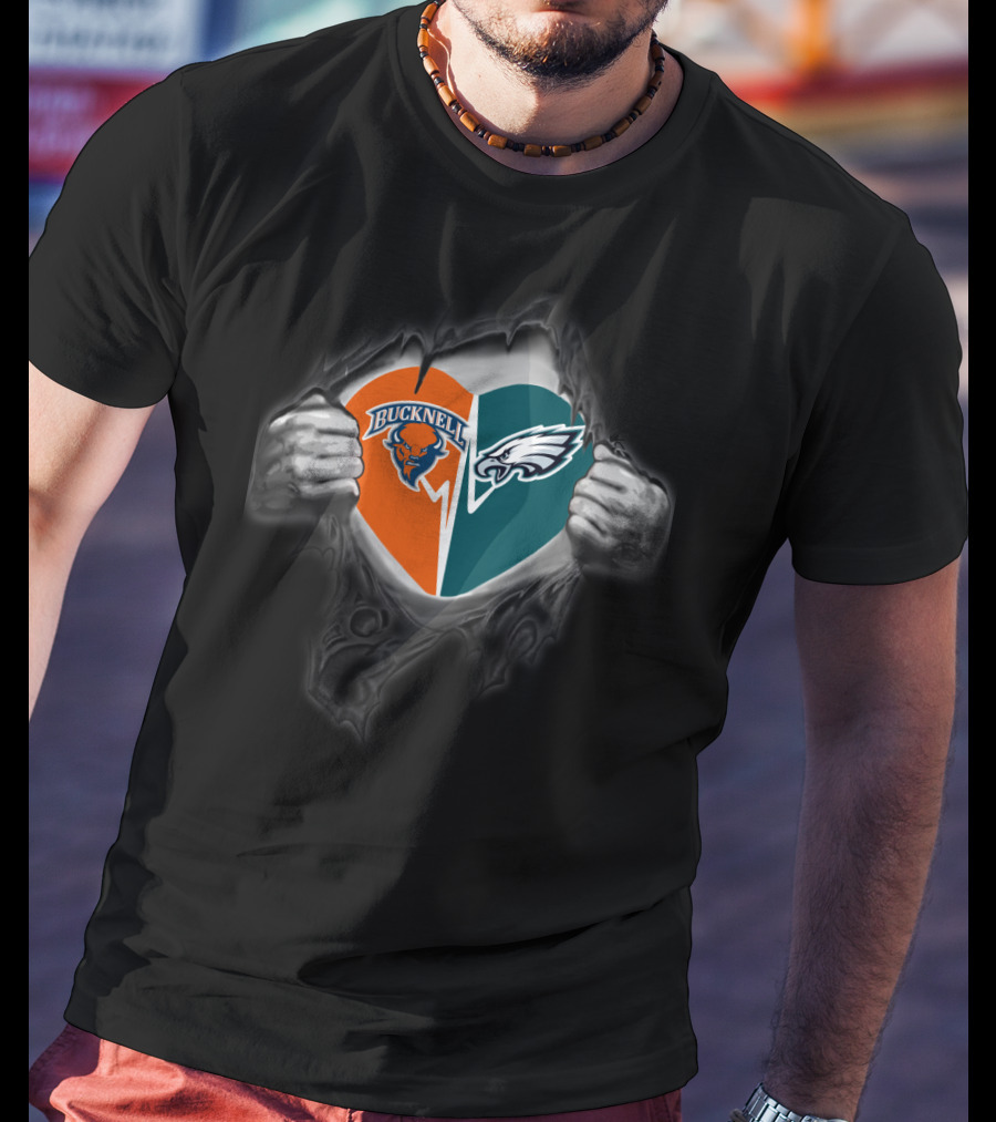 Bucknell Bison And Eagles Torn Heart T-Shirt